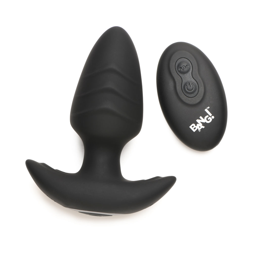 BANG! Rotating & Vibrating Silicone Butt Plug with Remote Black
