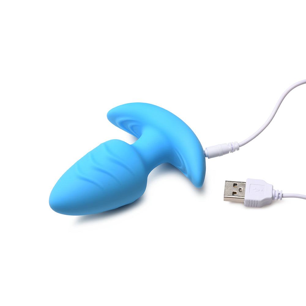 BANG! Rotating & Vibrating Silicone Butt Plug with Remote Blue