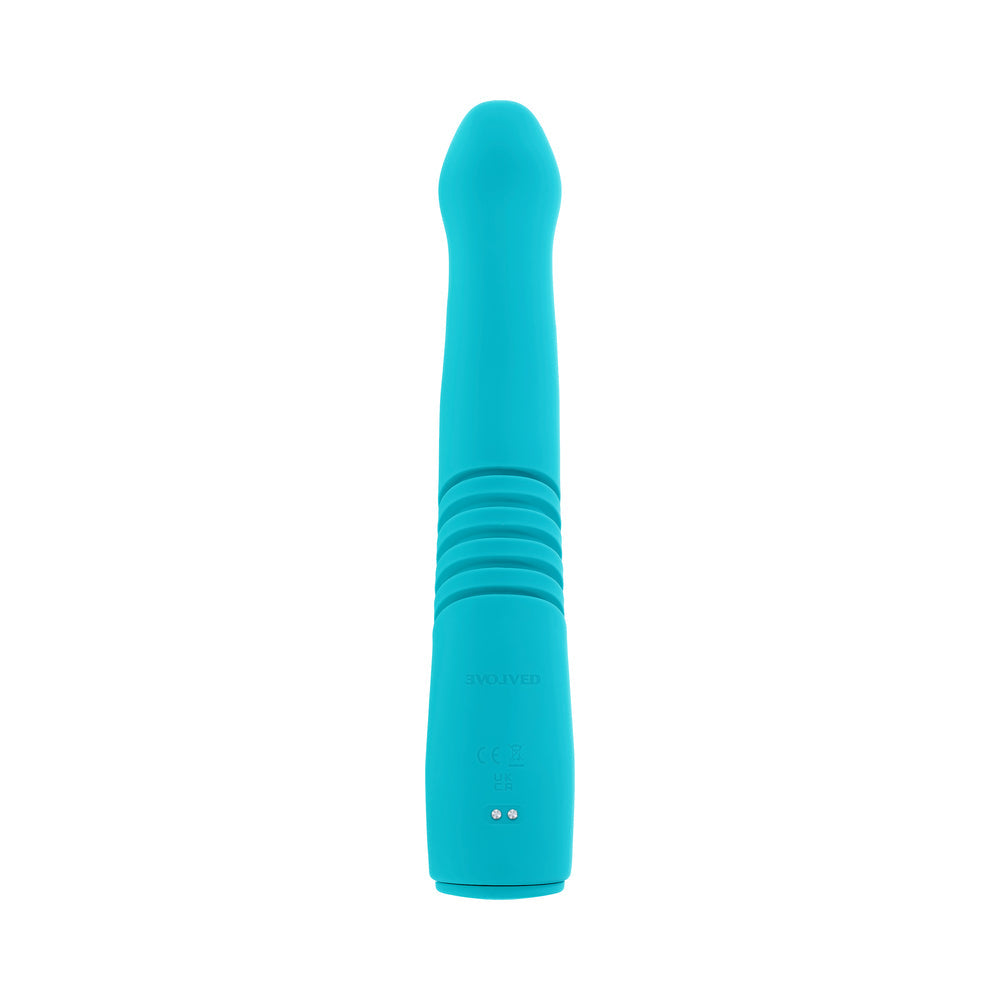Evolved Bunny Hop Rechargeable Silicone Thrusting Rabbit Vibrator Teal