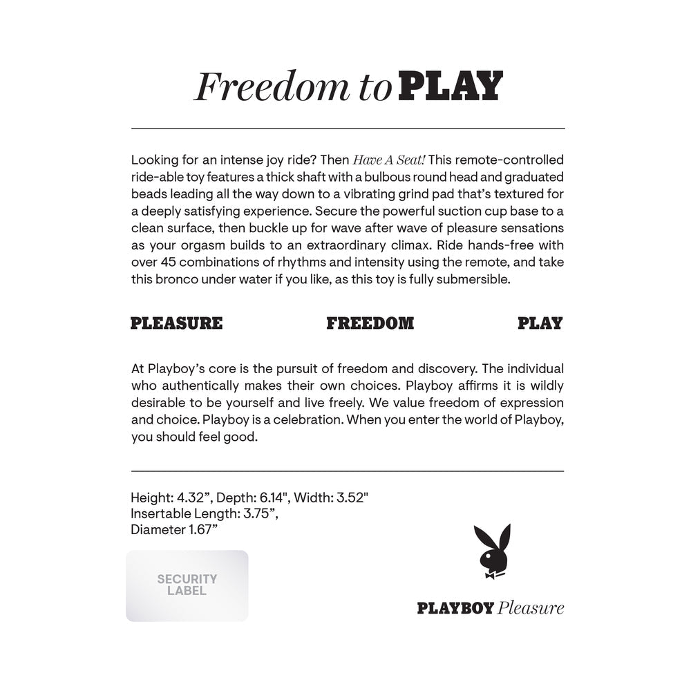 Playboy Have A Seat Rechargeable Silicone Remote-Controlled Vibrating Grind Pad Deep Teal