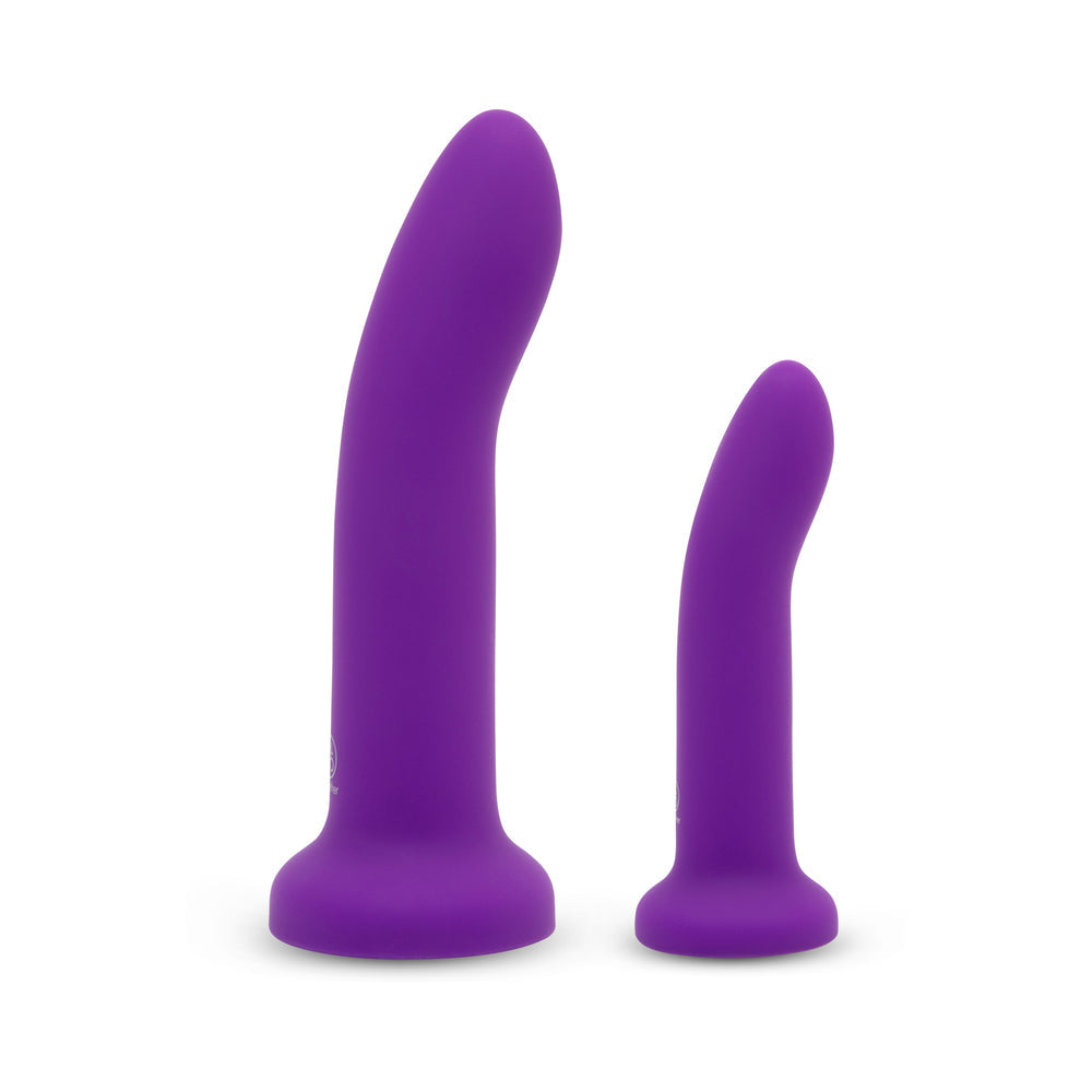 Together Duo Silicone 2-Piece 5.5 in. & 8 in. Dildo and Harness Set Purple