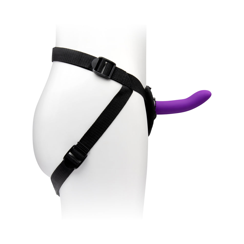 Together Duo Silicone 2-Piece 5.5 in. & 8 in. Dildo and Harness Set Purple