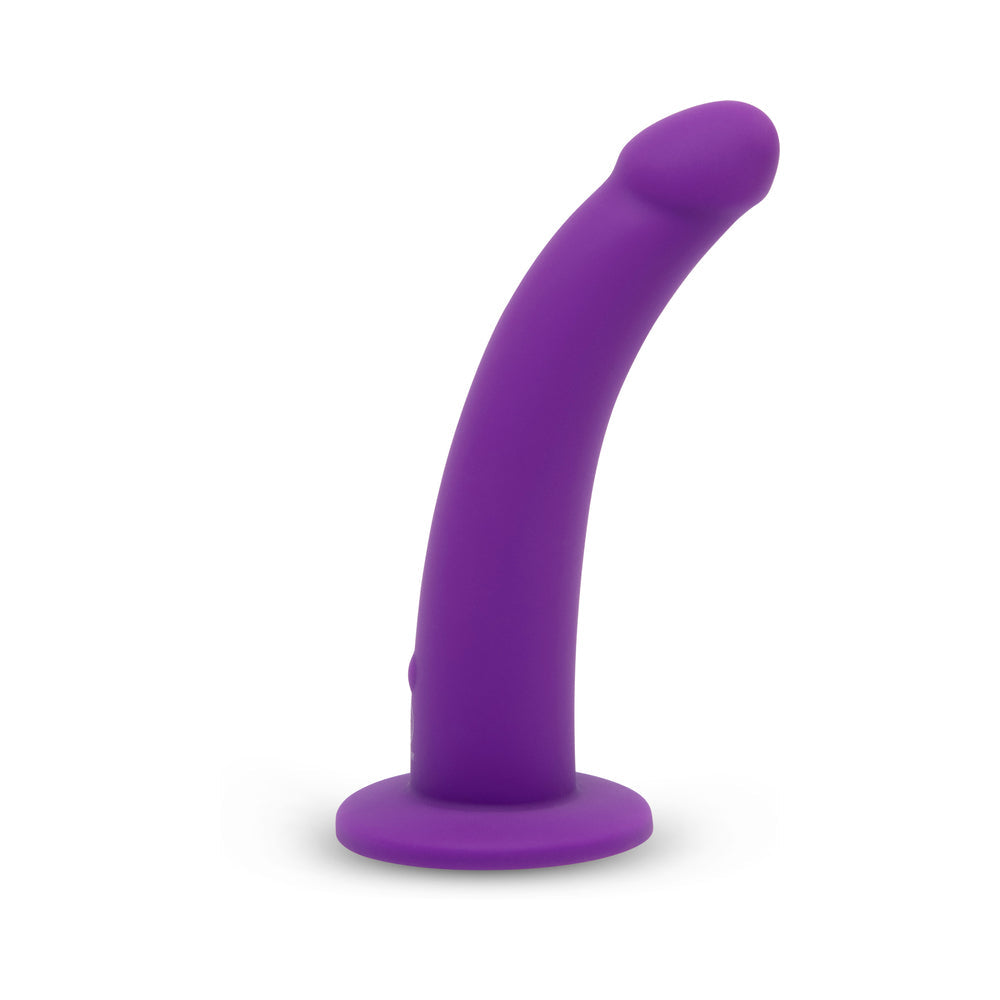 Together Tilt 6.5 in. Silicone Dildo and Harness Set Purple