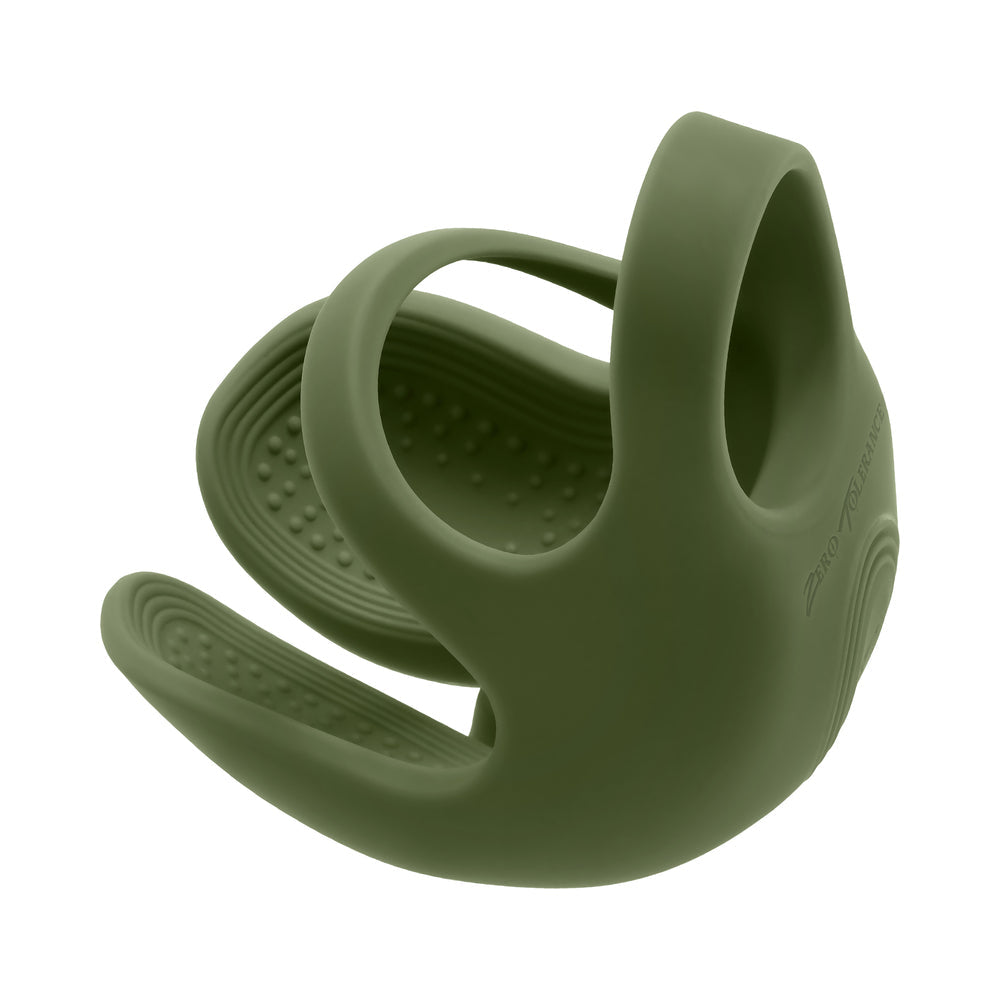 Zero Tolerance Nutty Buddy Rechargeable Cock Ring Stimulator Silicone Green