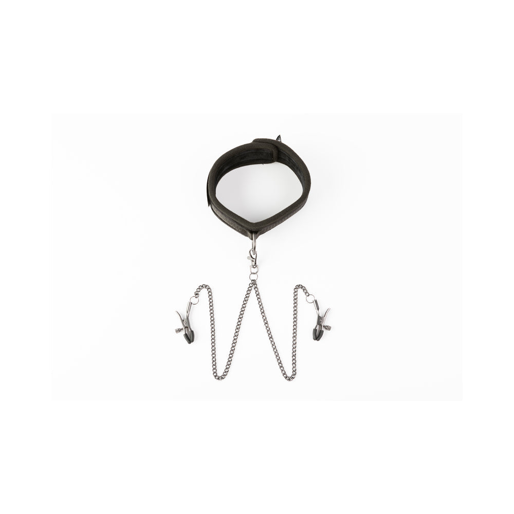 SEI MIO Twin Tweaks Velvet Collar with Nipple Clamps