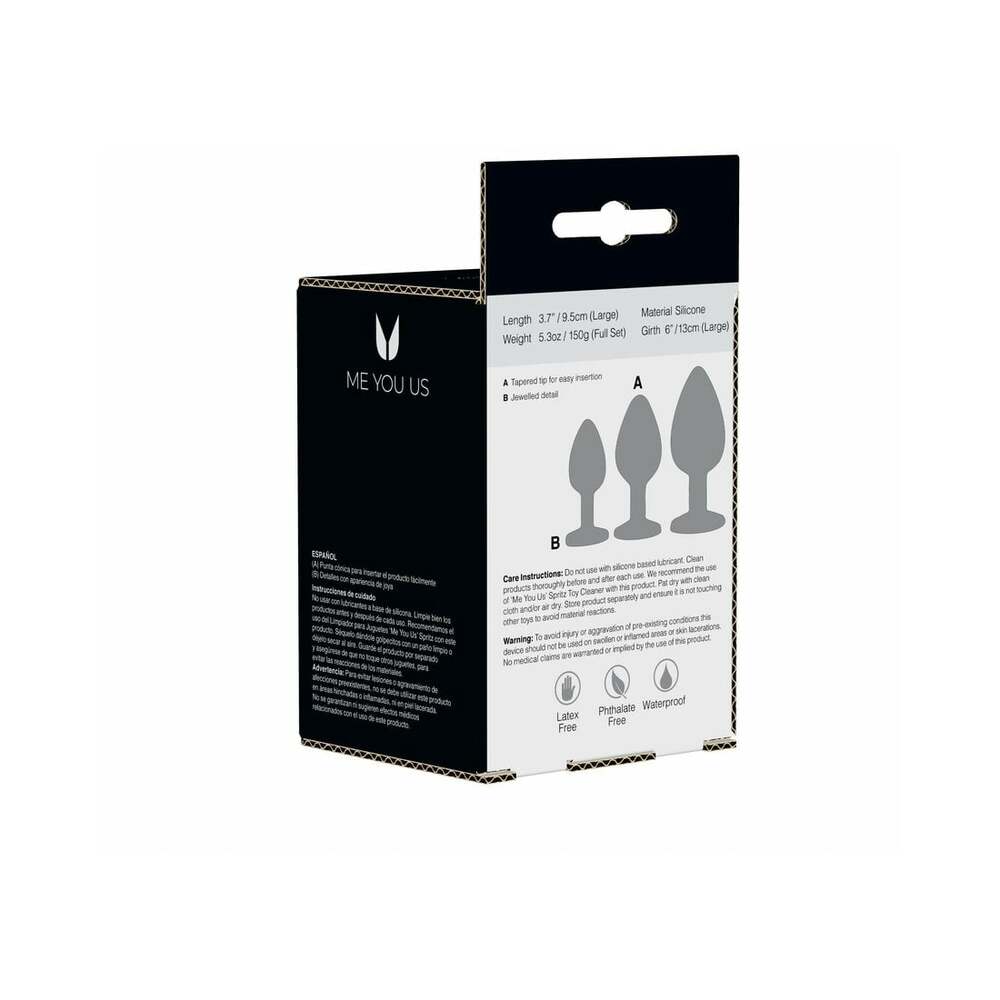 Me You Us Trio of Jewels 3-Piece Training Plug Set Black