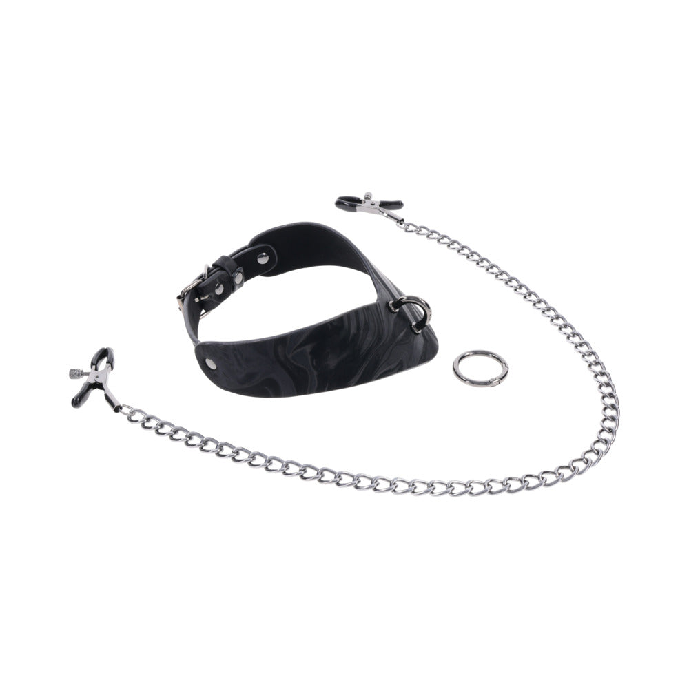 Sportsheets Velvet Noir Collar & Removable Clamps
