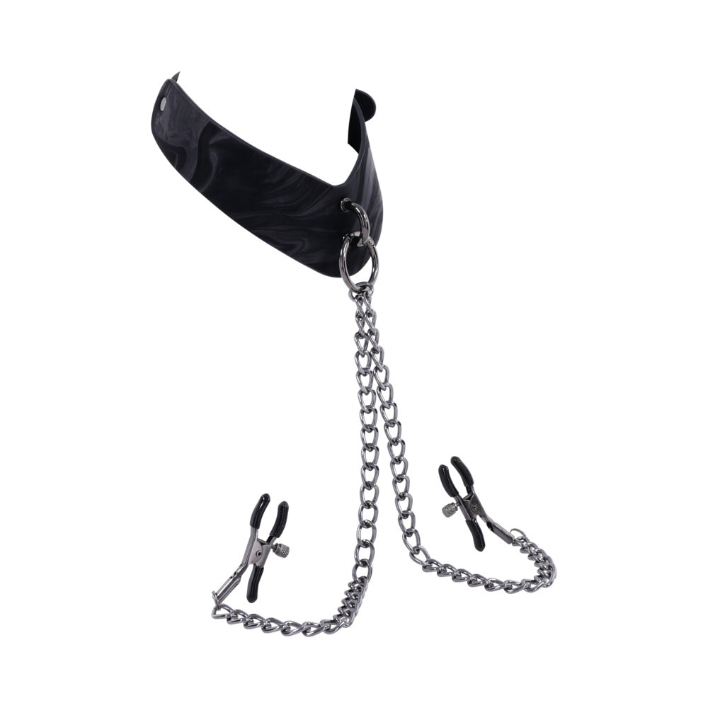 Sportsheets Velvet Noir Collar & Removable Clamps