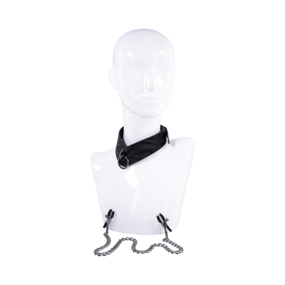 Sportsheets Velvet Noir Collar & Removable Clamps