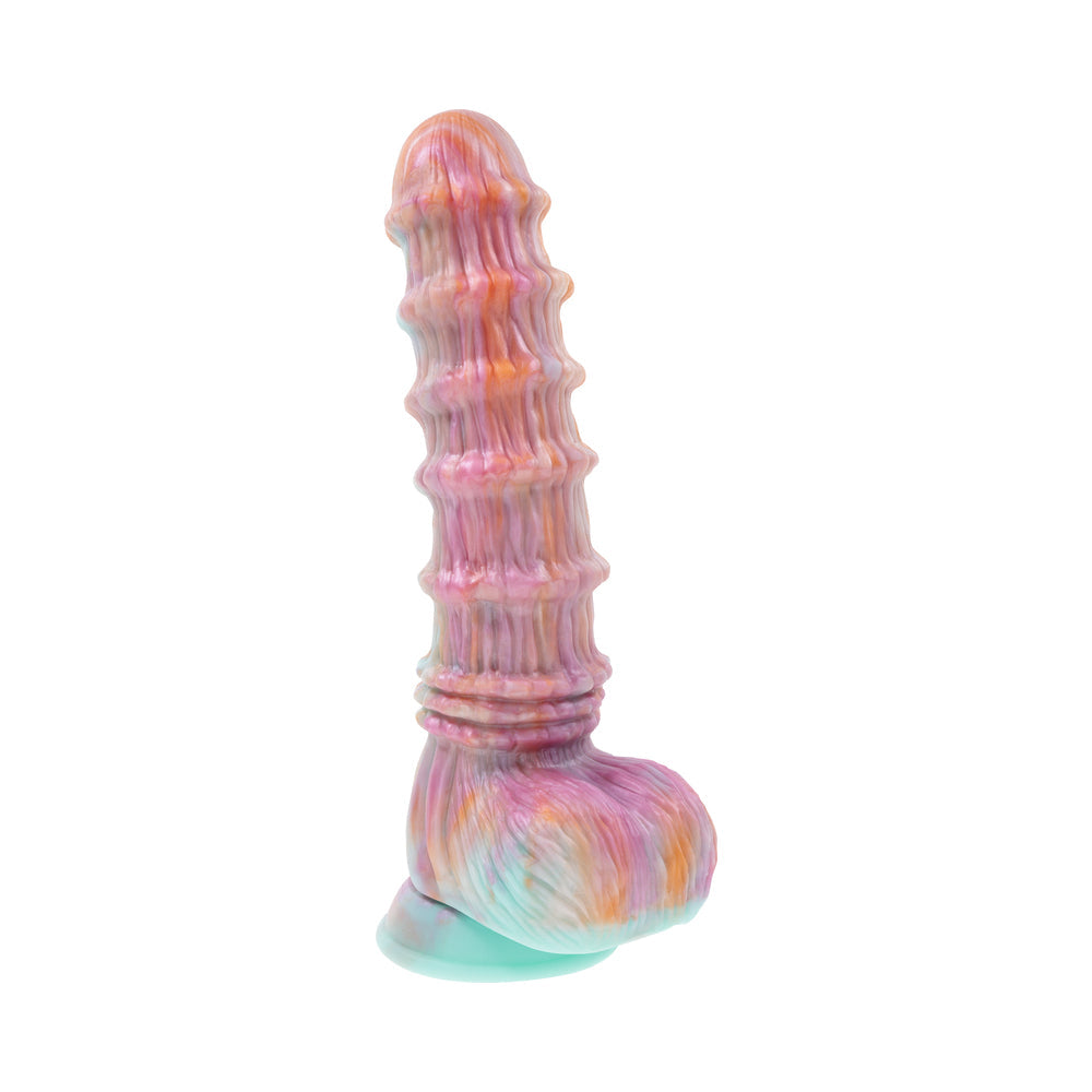 Evolved Fantasy Multicolor Vibrating Ribbed Dildo