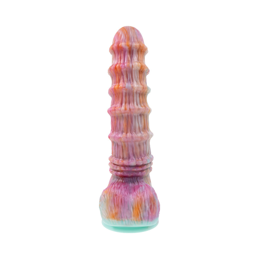 Evolved Fantasy Multicolor Vibrating Ribbed Dildo