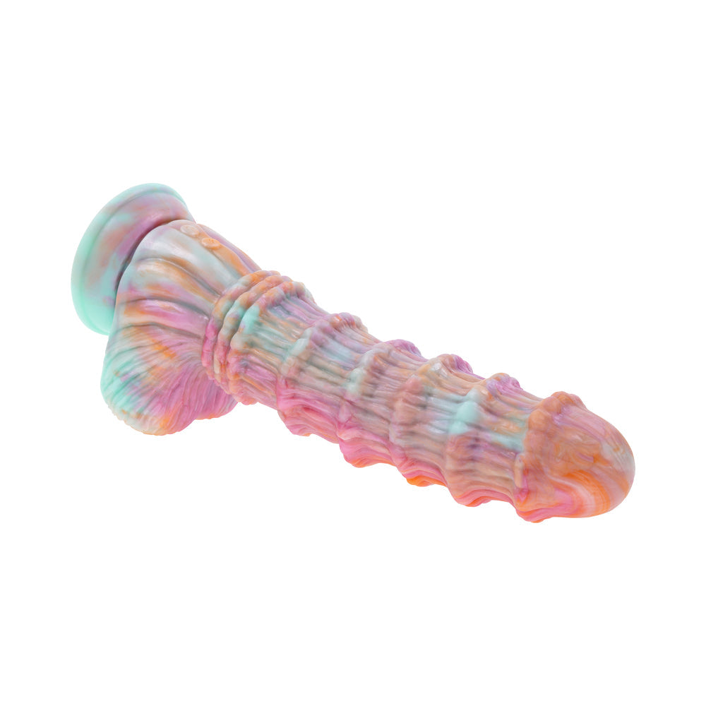 Evolved Fantasy Multicolor Vibrating Ribbed Dildo