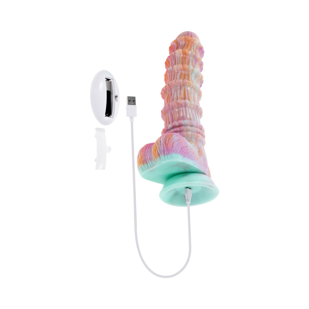 Evolved Fantasy Multicolor Vibrating Ribbed Dildo