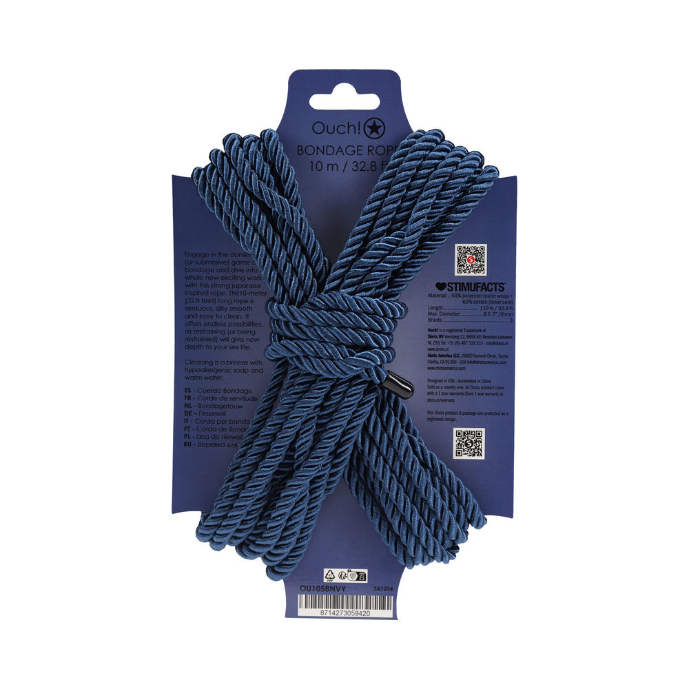 Ouch! Bondage Rope 10 m Nylon Navy Blue