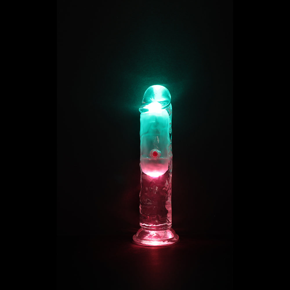 RealRock Wireless Rechargeable Remote Control LED Vibrating 6 in. Dildo Clear