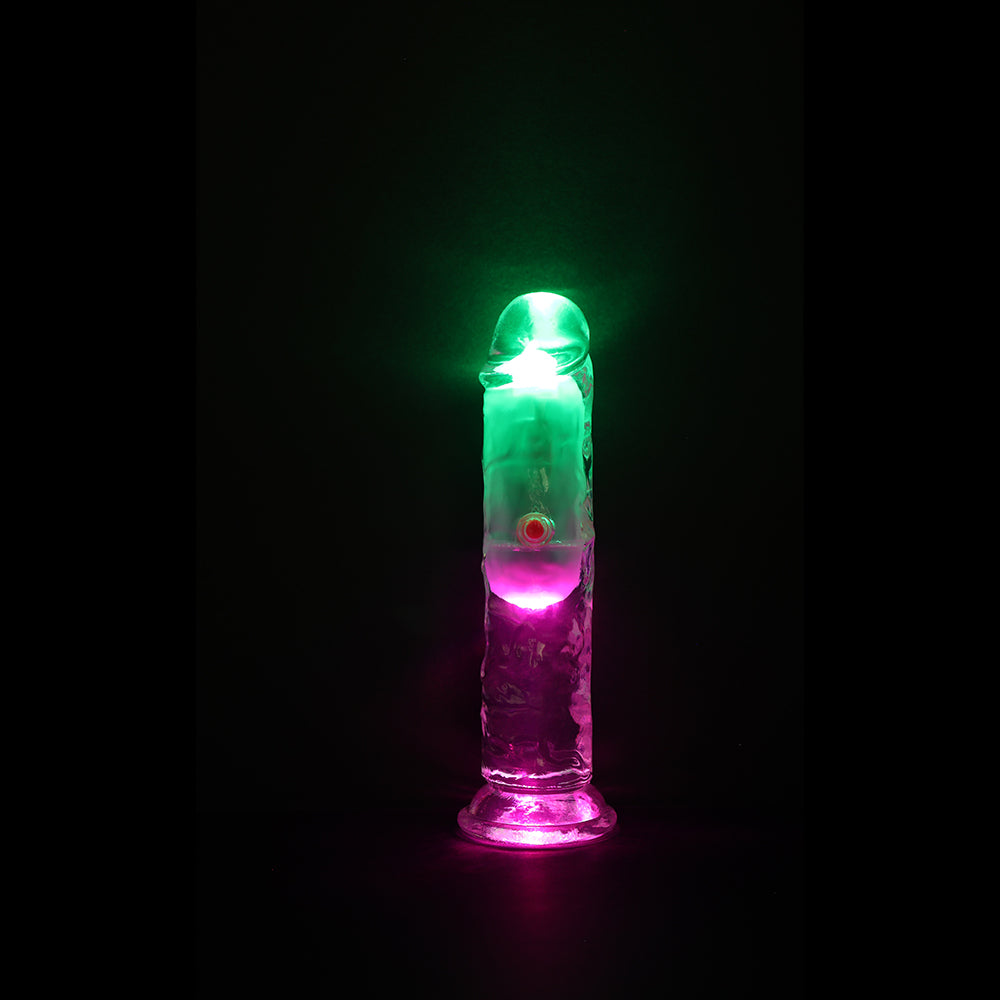 RealRock Wireless Rechargeable Remote Control LED Vibrating 6 in. Dildo Clear
