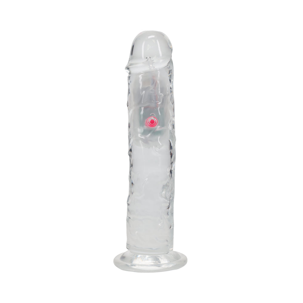 RealRock Wireless Rechargeable Remote Control LED Vibrating 8 in. Dildo Clear