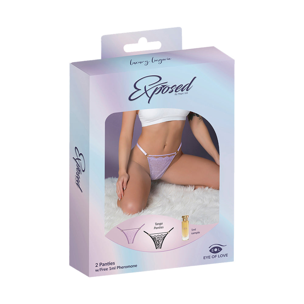 Magic Silk Pheromone Panties Tanga Panty 2-Pack Lilac/Black L/XL
