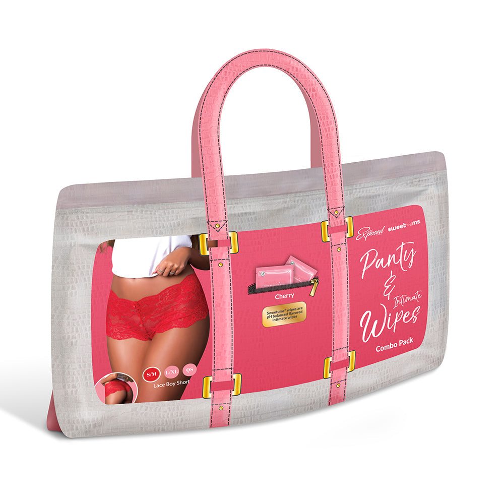 Magic Silk Sweetums Lace Boy Short Cherry S/M