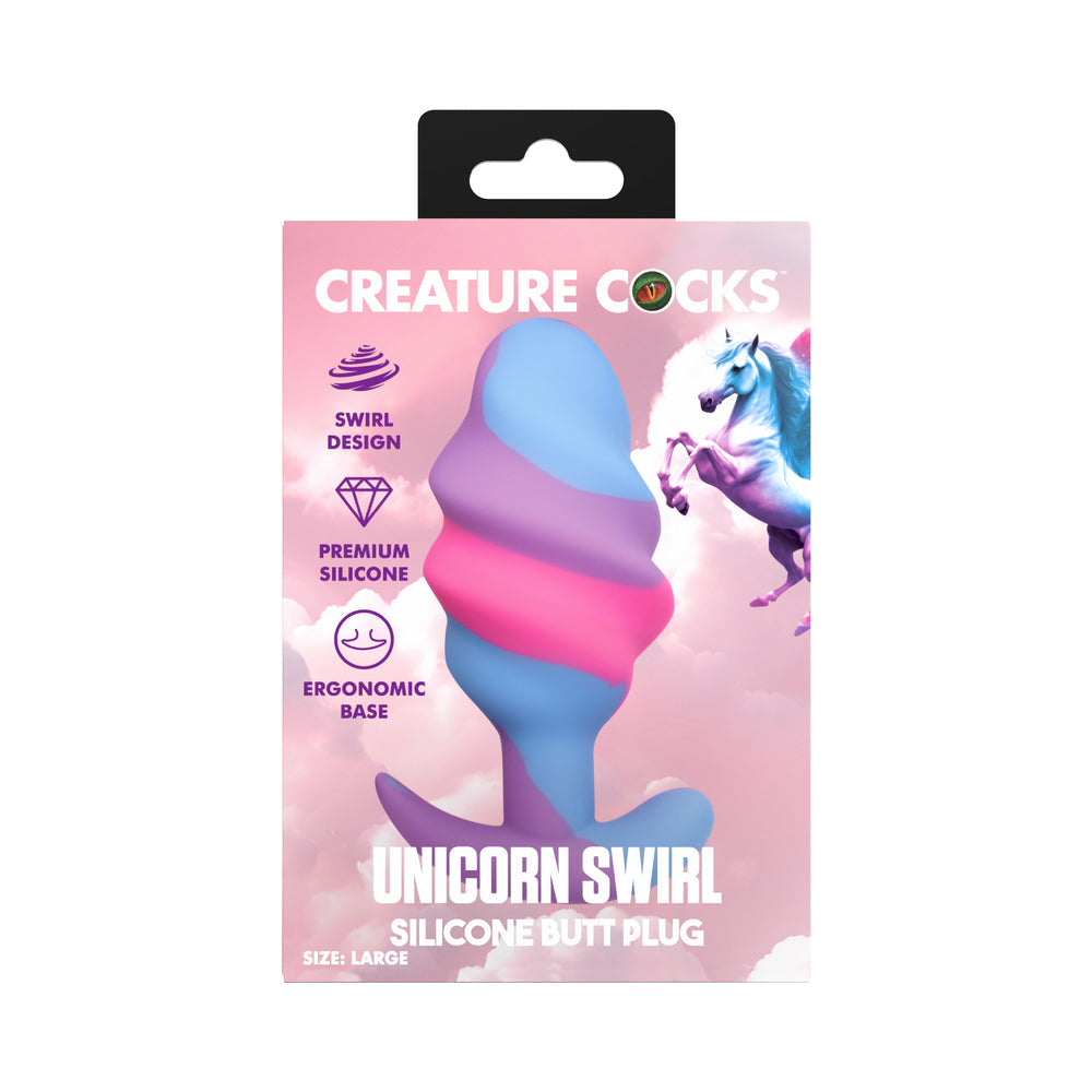 Creature Cocks Unicorn Swirl Silicone Butt Plug Large