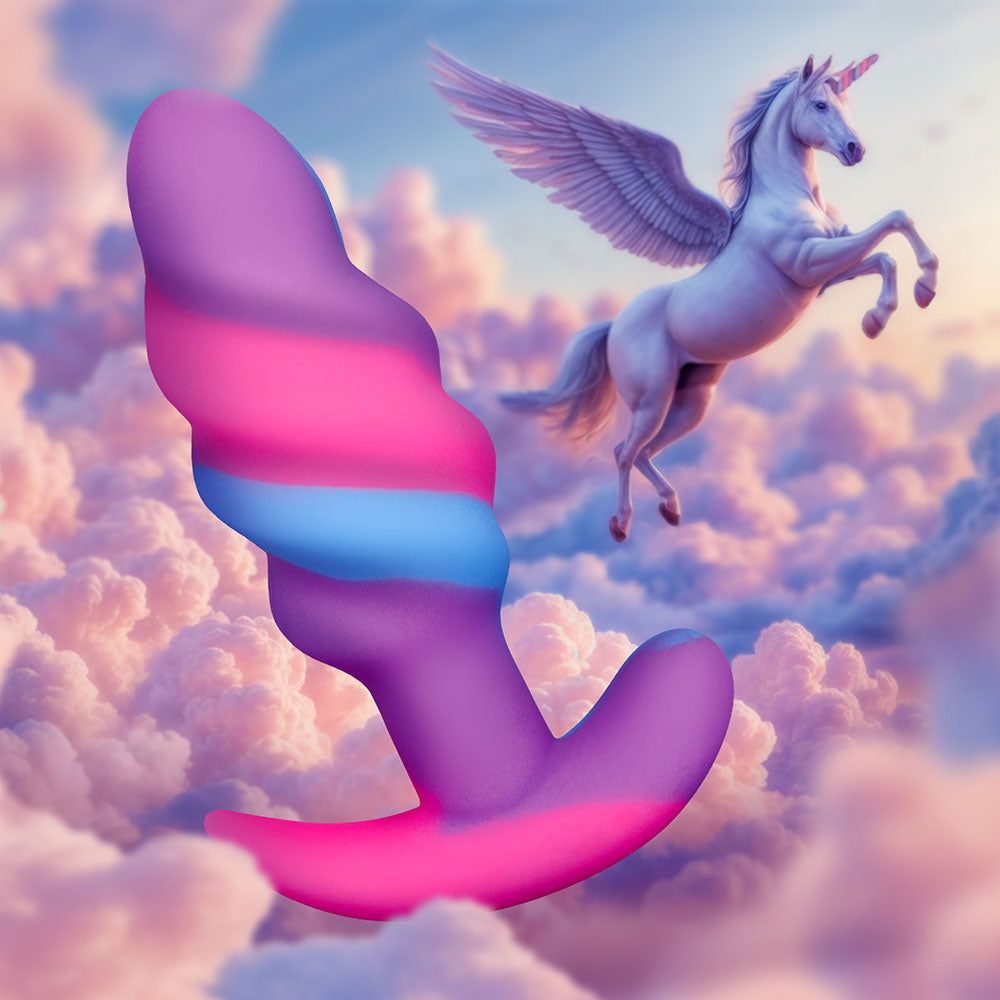 Creature Cocks Unicorn Swirl Silicone Butt Plug Small