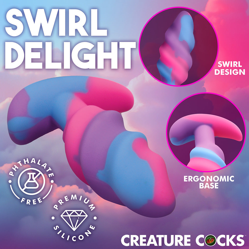Creature Cocks Unicorn Swirl Silicone Butt Plug Small