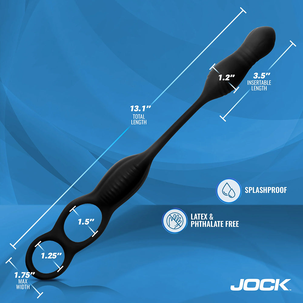 JOCK Silicone Vibrating Plug with Cock & Ball Ring and Remote