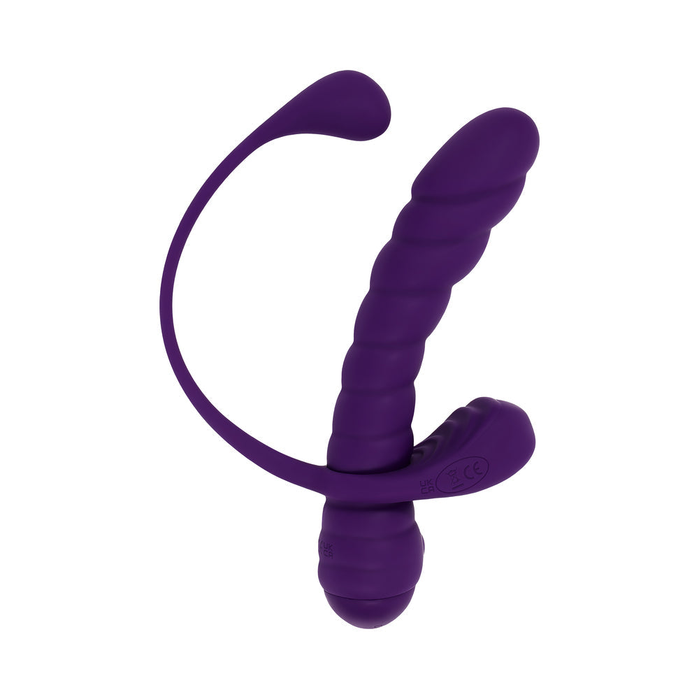 Playboy Twisted Playground Rechargeable Triple Stimulator Vibe Silicone Purple Acai