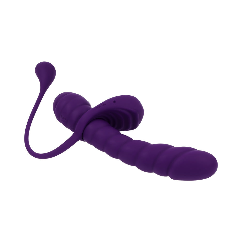 Playboy Twisted Playground Rechargeable Triple Stimulator Vibe Silicone Purple Acai