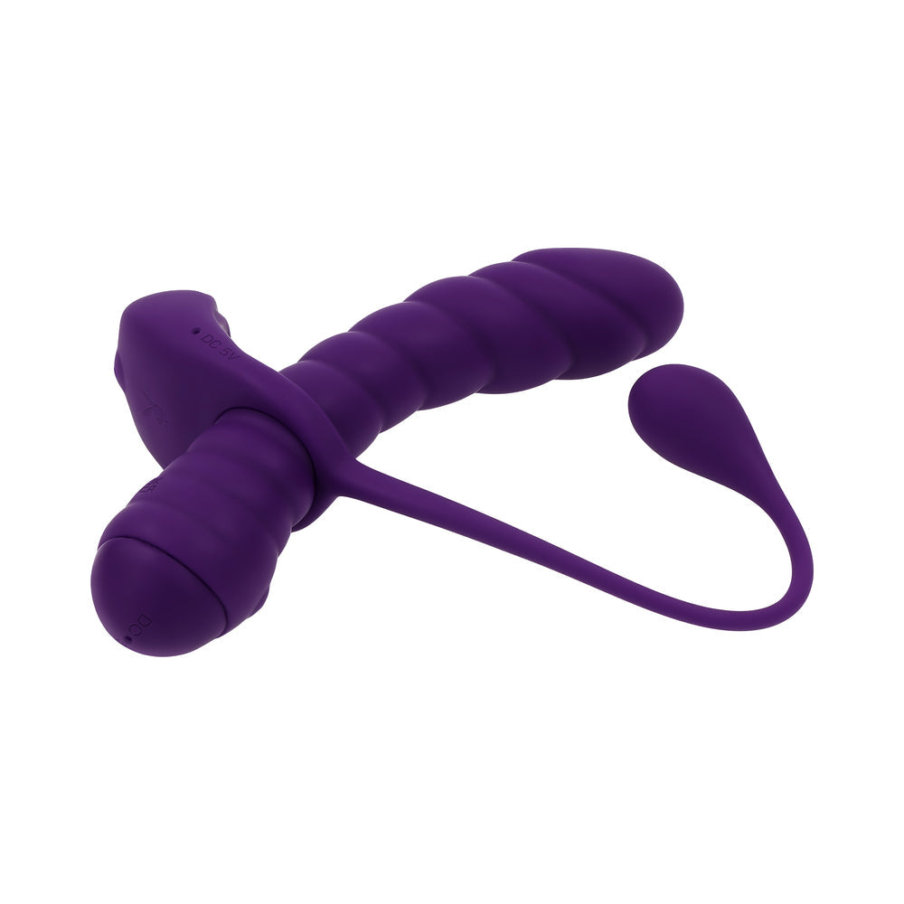 Playboy Twisted Playground Rechargeable Triple Stimulator Vibe Silicone Purple Acai