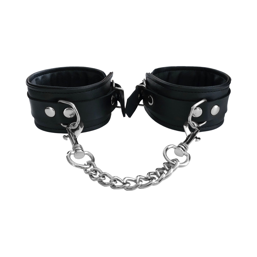 Rouge Fetish Play Vegan Wrist Cuffs Black