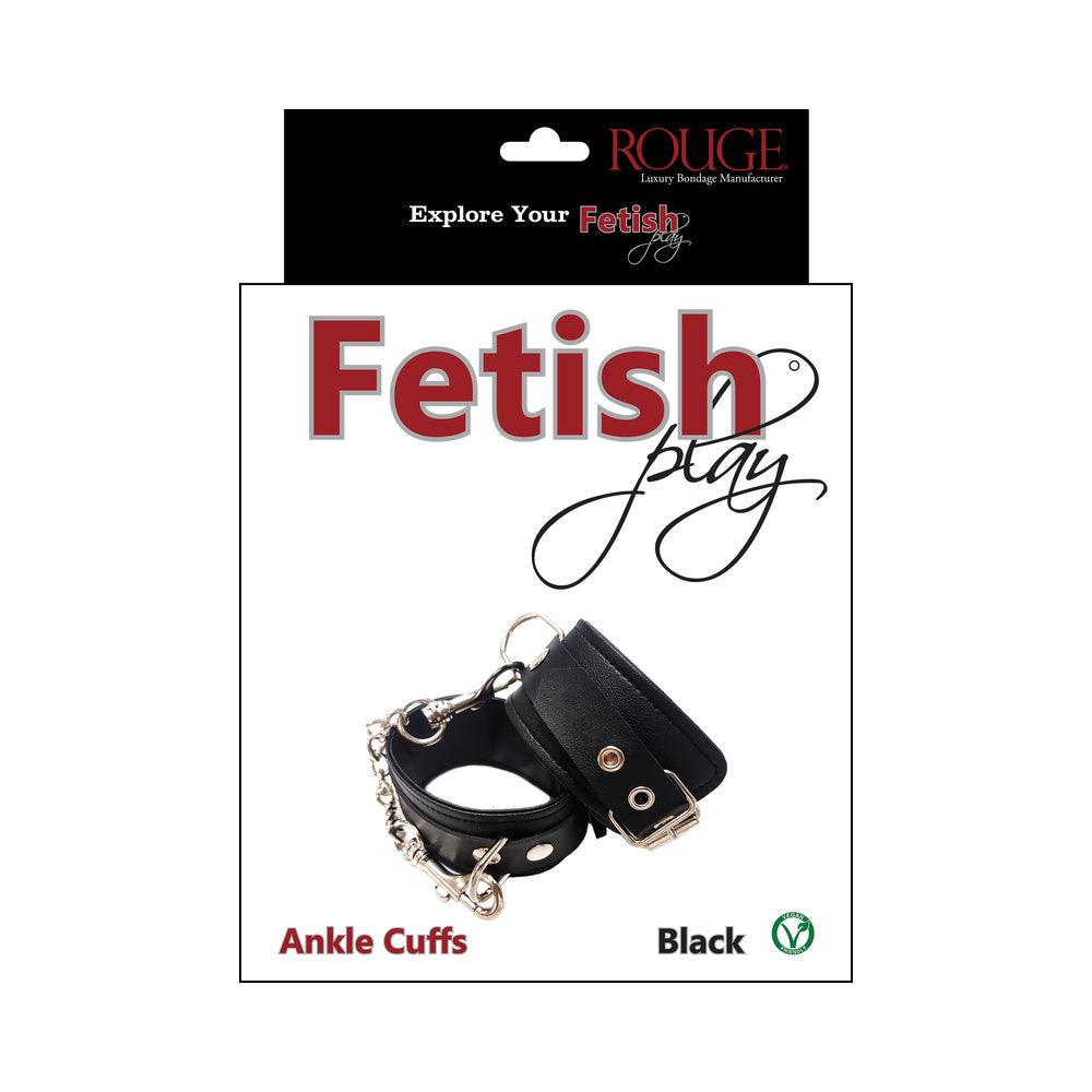 Rouge Fetish Play Vegan Ankle Cuffs Black