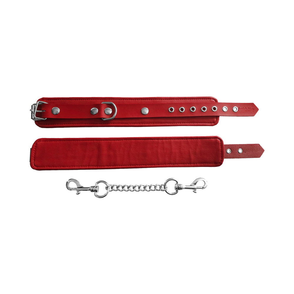 Rouge Fetish Play Vegan Ankle Cuffs Red
