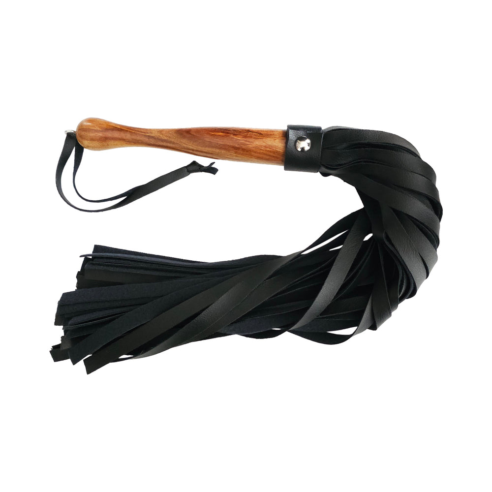 Rouge Fetish Play Vegan Wooden Handle Flogger Black