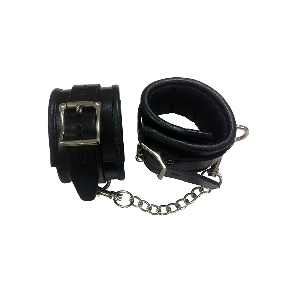 Rouge Padded Leather Wrist Cuffs Black/Black