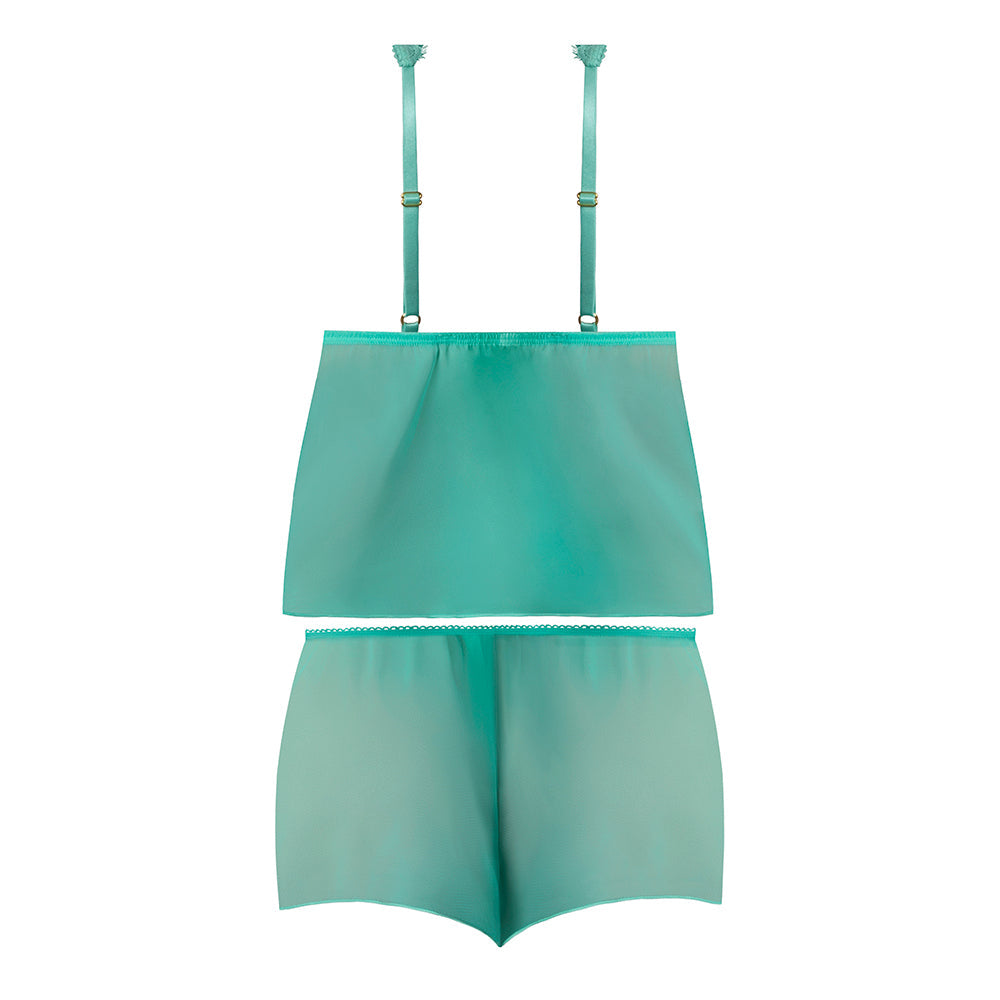 Magic Silk Caribbean Crush Flutter Cami & Short Set Aqua Glow S/M