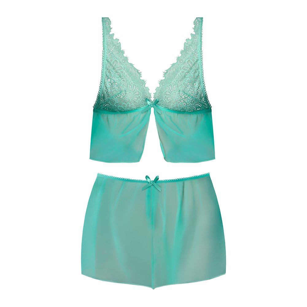 Magic Silk Caribbean Crush Flutter Cami & Short Set Aqua Glow L/XL