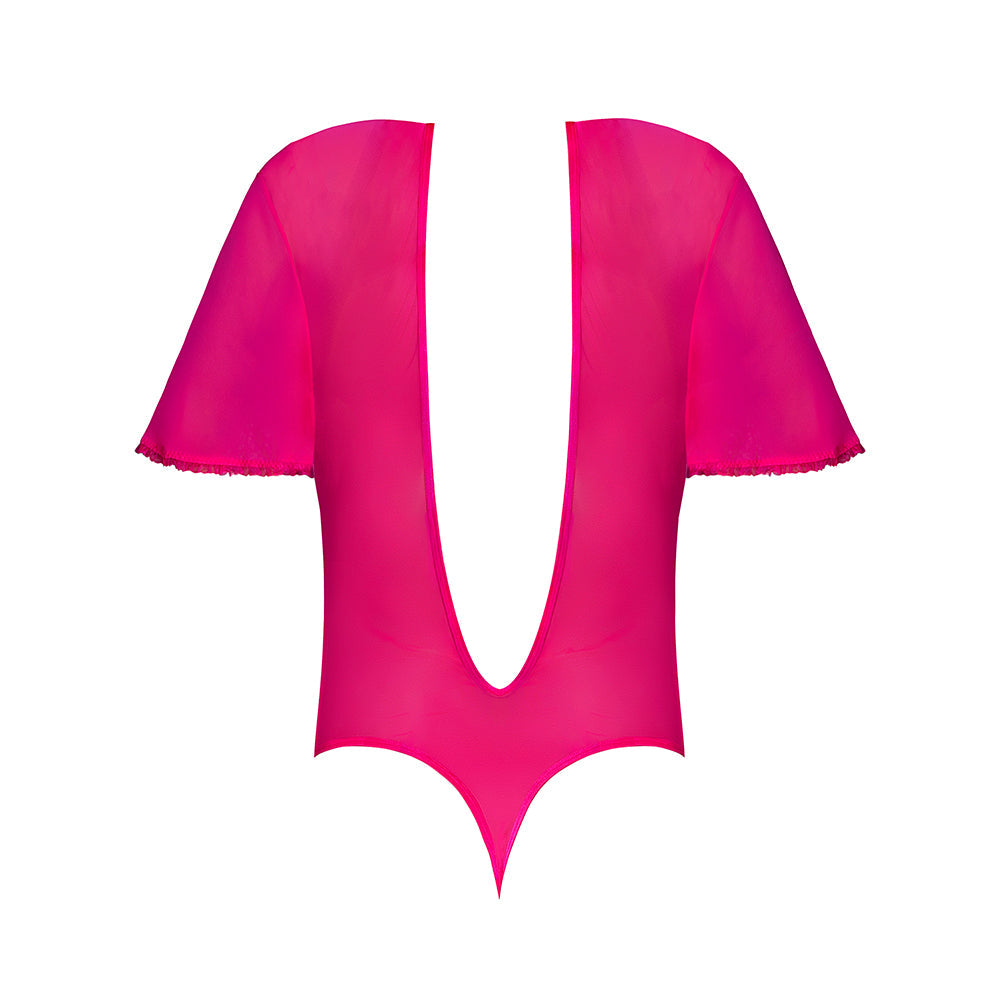 Magic Silk Pink Kink Flutter Sleeve Teddy Pink Glow L/XL