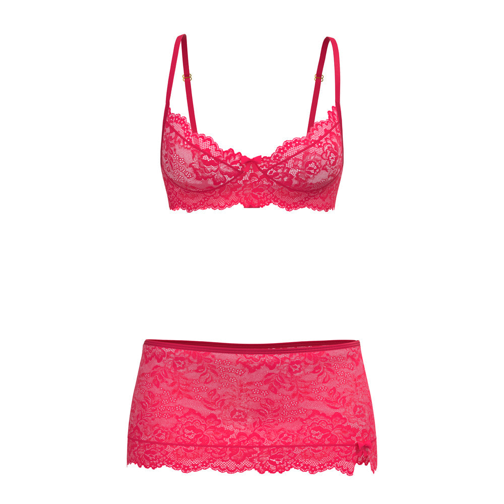 Magic Silk Get It Girl Bra, Skirt & Thong Set Diva Pink L/XL