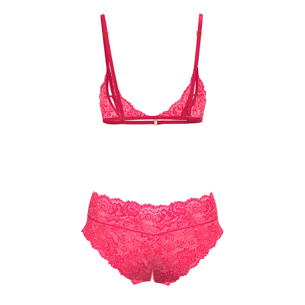Magic Silk Get It Girl Peek-a-Boo Bralette & Split Crotch Boy Short Diva Pink Queen Size