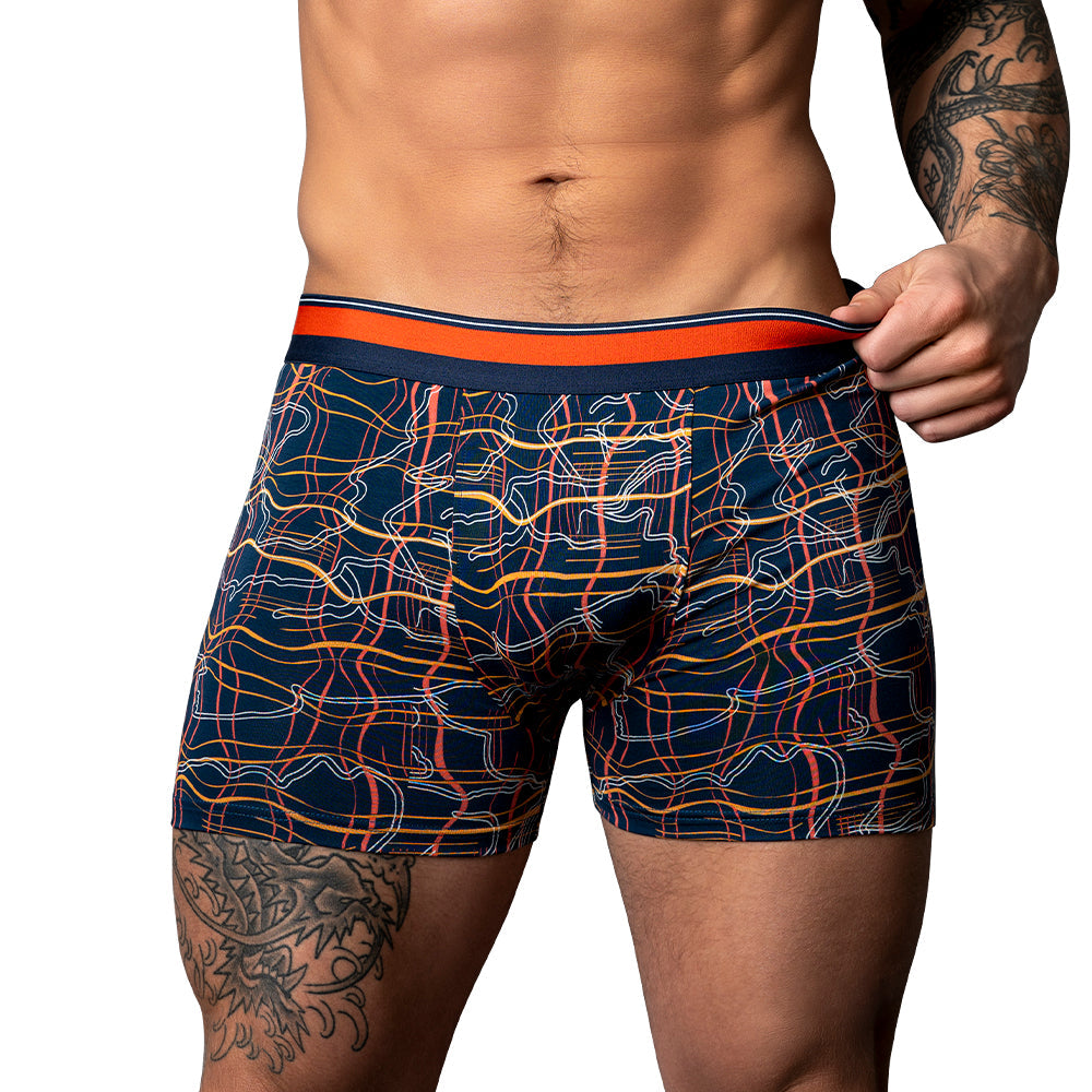Male Power Soo Cumfy Boxer Brief Navy/Orange S