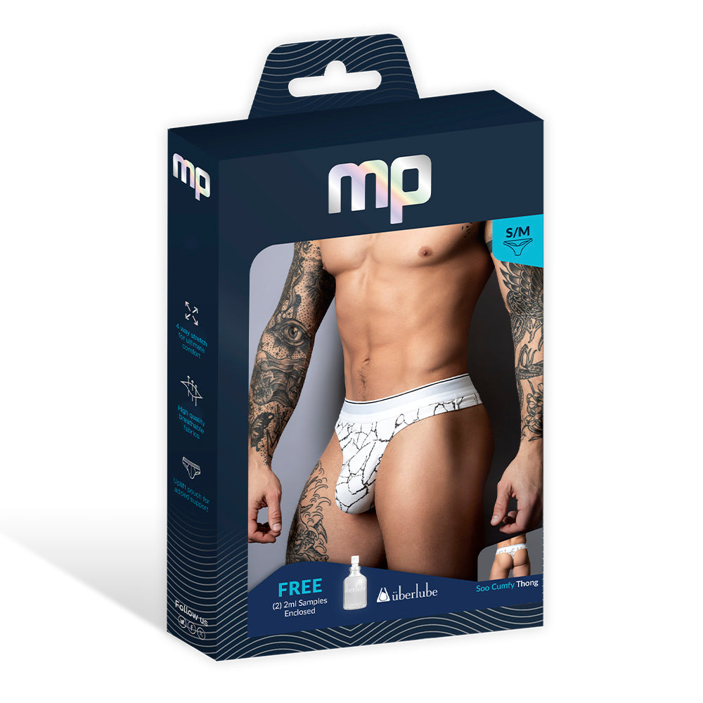 Male Power Soo Cumfy Thong Black/White L/XL