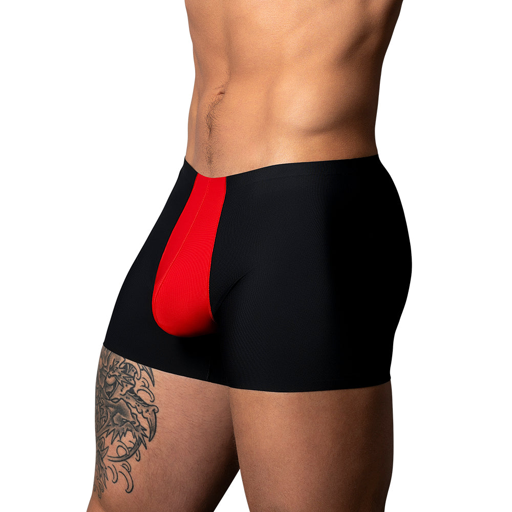 Male Power Hot Mesh Pouch Short Black/Red XL