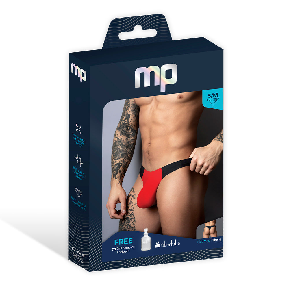 Male Power Hot Mesh Bong Thong Black/Red S/M