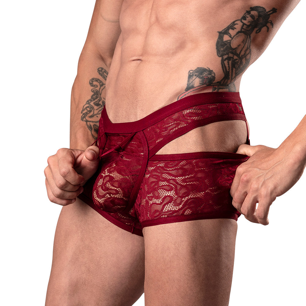 Male Power Lucifer Cutout Short Burgundy M
