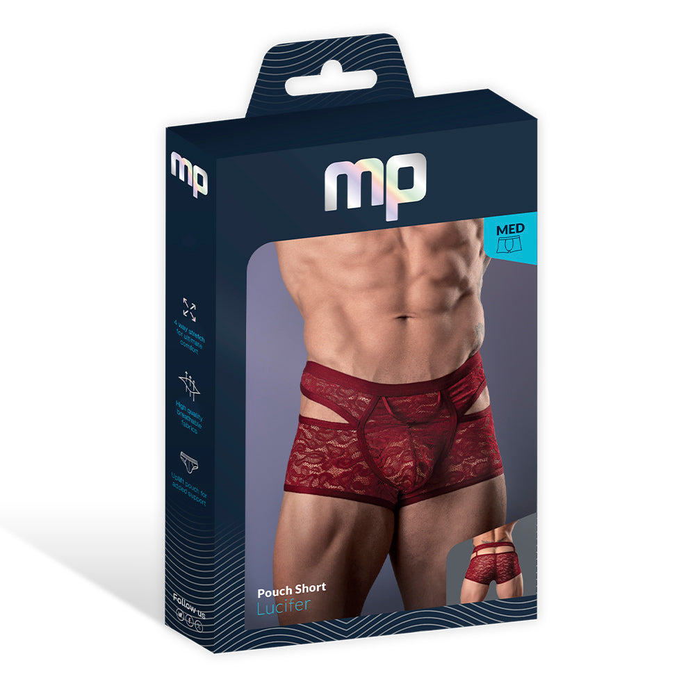 Male Power Lucifer Cutout Short Burgundy L