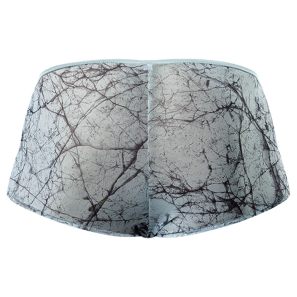 Male Power Marble Mesh Micro Mini Short Silver Blue L