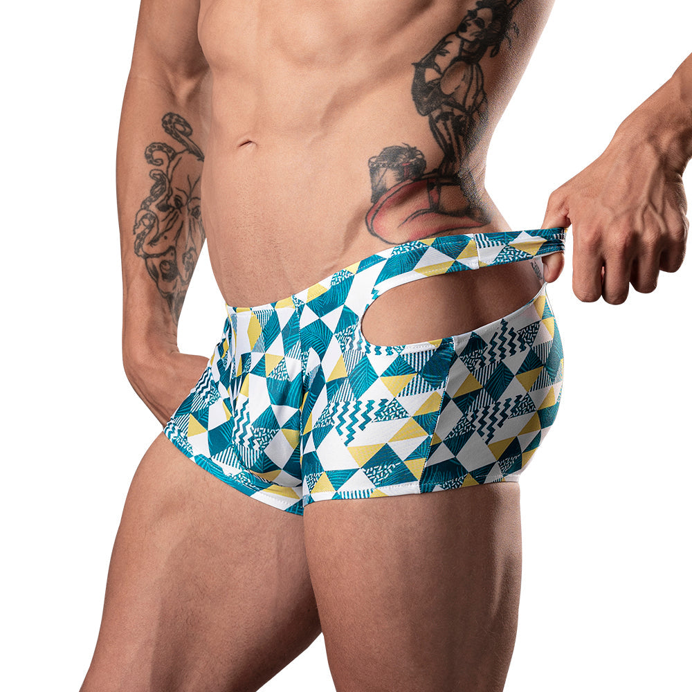 Male Power Cut It Out! Cutout Mini Short Blue/White S