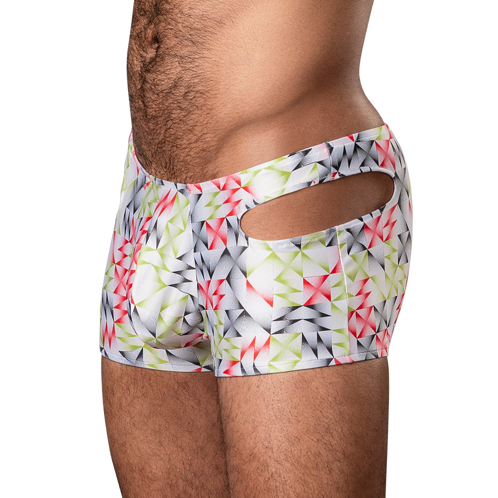 Male Power Cut It Out! Cutout Mini Short Red/Black L