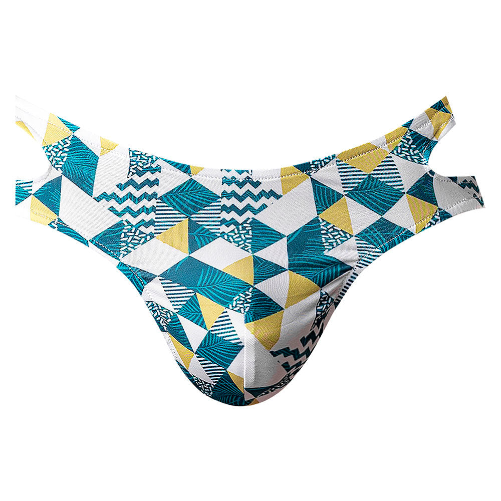 Male Power Cut It Out! Cutout Thong Blue/White S/M